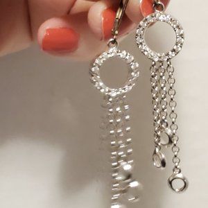 Silver drop dangle chain earrings